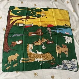 Vintage  Animal Scene Silk Rayon Scarf by Gant Gaither